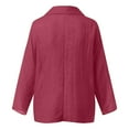 thumbnail image 5 of Womens 100% Cotton Linen Tunic Long Sleeve V Neck Gauze Shirt Casual Work Lounge Blouse Tops Wine 2XL, 5 of 6