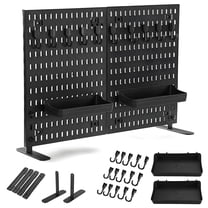 Pegboard,ENJOYWOOD 23.5 x 16.5 inch Plastic Peg Board Set,Freestanding Desktop Toolboard With Hooks and Shelfs for Office Home Gaming Room Storage Organizer,Black