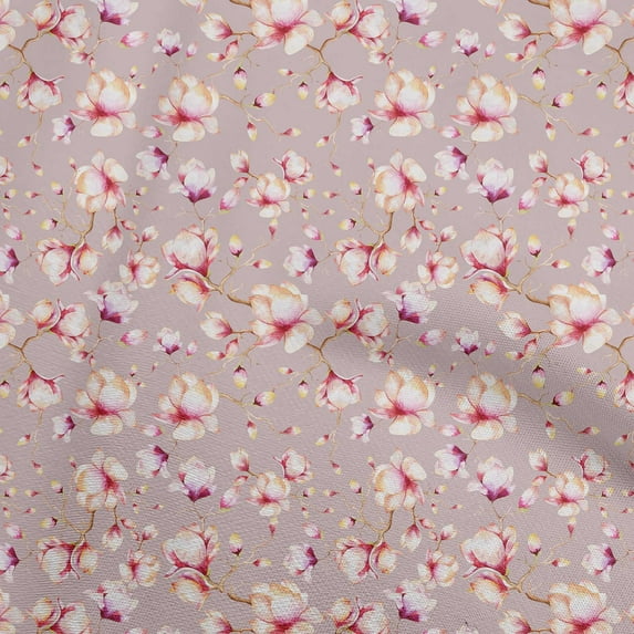 oneOone Cotton Cambric Dusty Pink Fabric Floral Sewing Material Print Fabric By The Yard 42 Inch Wide