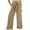 Khaki, variant on Teen Girls Cotton Linen Wide Leg Pants, Drawstring Oversized Casual Palazzo Pants for Lightweight Lounge Wear (Hot Pink, 8-9 Years)
