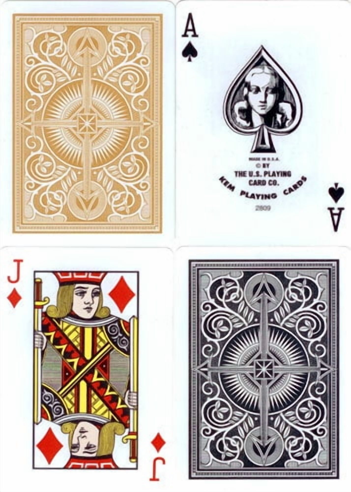 Kem Arrow Back 2 Decks Plastic Bridge Size Poker Playing Cards Black & Gold