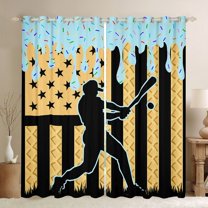 jejeloiu Baseball Game Gaming Curtains Pack of 2 (42x84 Each),Ball Sport Curtains Blackout,Abstract American Flag Bedroom Curtains For Boys Kids,Ultra Soft Home Decor