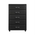 thumbnail image 3 of Lexicon Lorenzi 5 Drawers Contemporary Wood and Faux Leather Chest in Black, 3 of 5