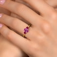 thumbnail image 4 of Gem Stone King 18K Yellow Gold Plated Silver Pink Created Sapphire and Red Created Ruby Engagement Ring for Women | 1.40 Cttw | Oval 7X5MM | Gemstone September Birthstone | Size 5, 4 of 6