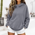 thumbnail image 2 of Garbnen Women Hoodie Fleece Long Sleeve Womens Pullover Oversized Fall Winter Warm Trendy Sweatshirt Women with Pocket Gray S, 2 of 7