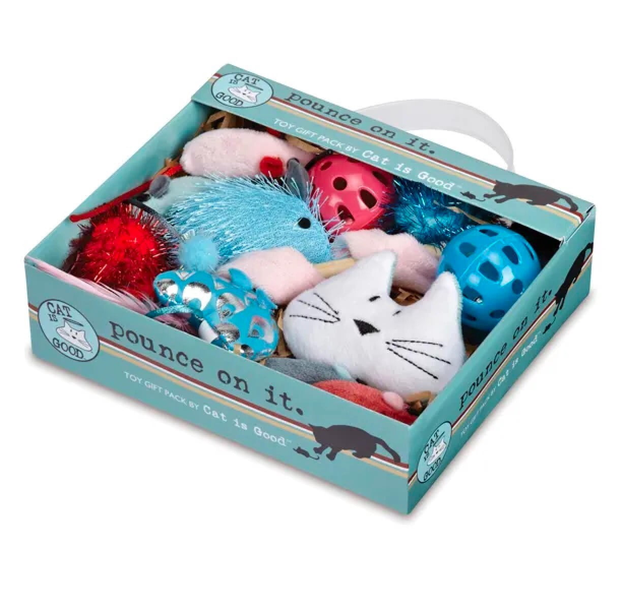 Cat Toy Gift Packs 12 Piece Boxes of Feline Fun Chase Pounce Bat Grasp Cuddle (2 Gift Pack Boxes)