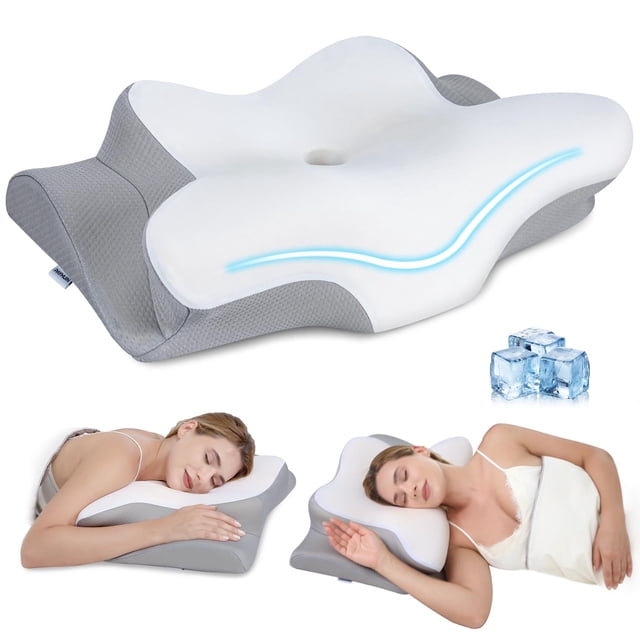 PAYHUIN Cervical Neck Pillow, Memory Foam Pillows for Relieving Neck and Shoulder Pain, Neck Support Pillow for Side Sleepers, 2