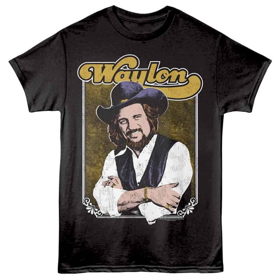 Waylon Jennings Vintage Portrait Men's T Shirt (Black, AdultL)
