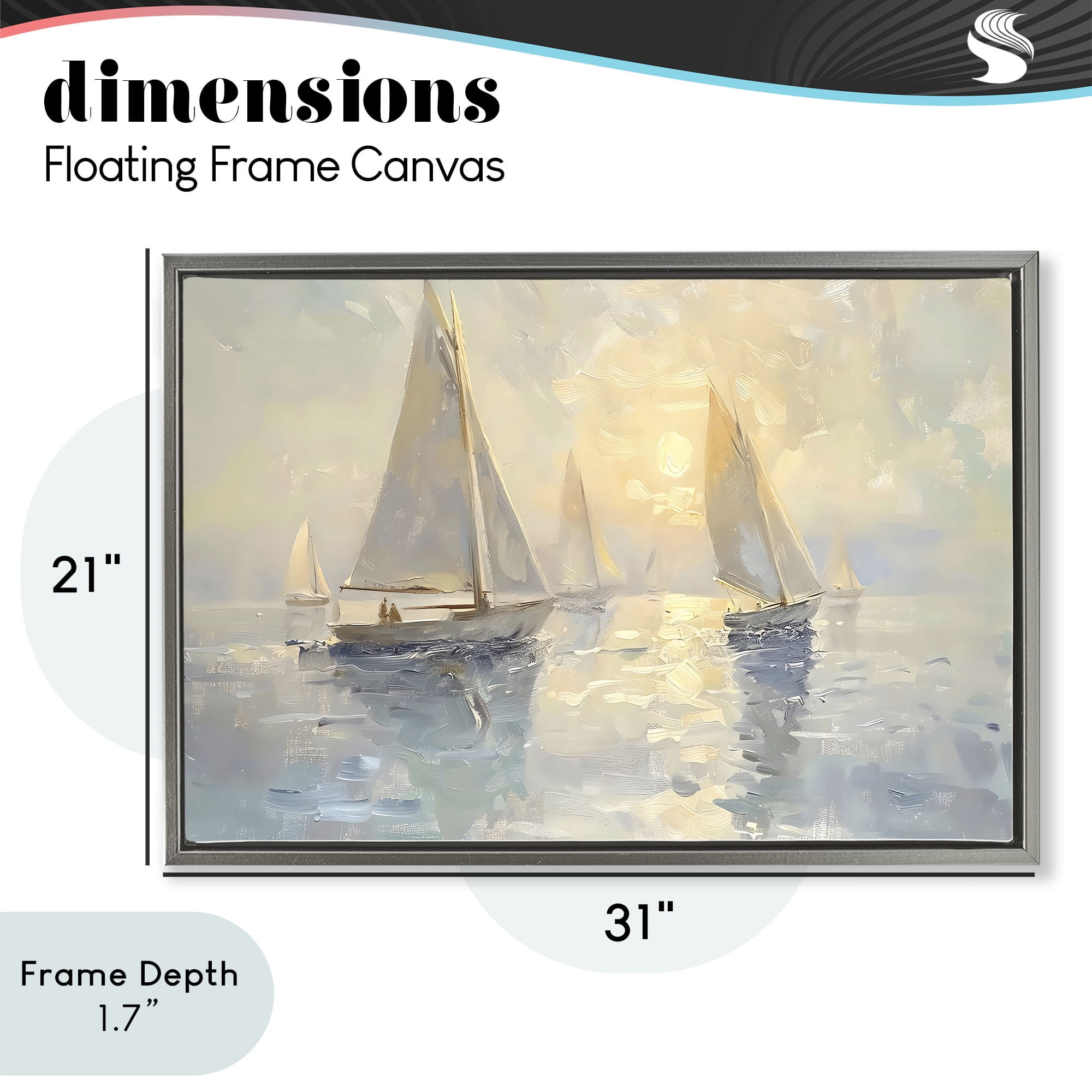 Stupell Industries Sunset Sailboats Glow Gray Framed Floater Canvas Wall Art, design by Creative Studio