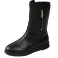 thumbnail image 2 of WAVSUF Women's Wide Width Boots Soft Sole Round Toe Side Zip Fall Comfort Flat Mid Calf Boots Black 7, 2 of 9