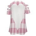 thumbnail image 5 of Pink Heart Check Merch Womens Summer V Neck Zipper Top Short Sleeve T Shirt Off Shoulder Top Casual Classy Loose Shirts, 5 of 7