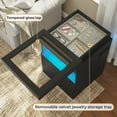 thumbnail image 5 of Set of 2 Nightstand with 2 Drawers & LED Lights & Charging Station, LED Night Stand End Side Table with Pull-Out Tray & Sliding Glass Top for Bedroom, Black, 5 of 9
