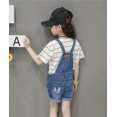 thumbnail image 2 of KIDSCOOL SPACE Baby Little Girl Jean Overalls,Big Ripped Denim Shortall, 2 of 6