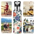 thumbnail image 7 of Yayeee 33oz Insulated Water Bottle Double Wall Stainless Steel with Flip Straw Lid, Red Japanese Floral Pattern, 7 of 7
