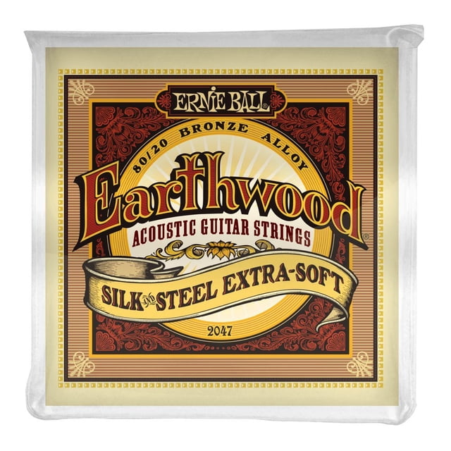 Cuerdas Ernie Ball Earthwood Silk and Steel para guitarra acústica extrasuaves, calibre 10-50 (P0204