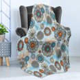 thumbnail image 4 of Flowers Soft Flannel Fleece Blanket, Abstract Symmetric Flowers and Dragonflies Saesonal Simple Drawing Summer, Cozy Plush for Indoor and Outdoor Use, 50" x 60", Pale Blue Multicolor, by Ambesonne, 4 of 5