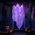 thumbnail image 6 of Ayieyill Halloween Ghost Decor with Warm Purple LED Light, 47” Light up Hanging Ghost Halloween Yard Porch Decorations Outdoor, 6 of 7