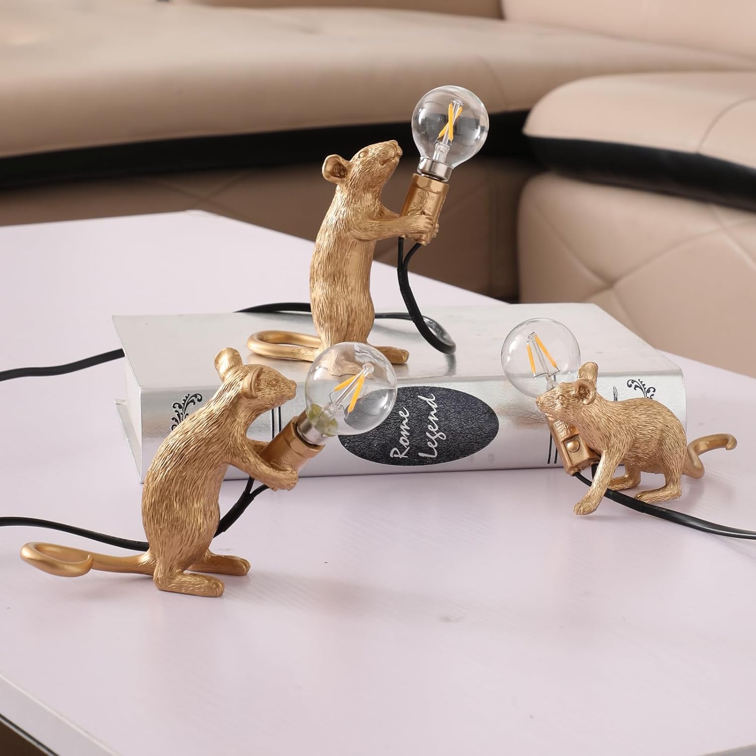 Modern Cute LED Resin Animal Mouse Table Lamp Art Mouse Bedside Gift Desk Lights Small Mini Mice Table Lamp Creative Mouse Desk Lamps