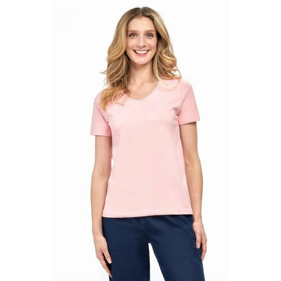 Turtle Bay New York Women’s Short Sleeve V-Neck Tee Shirt - Cotton Blend and Wrinkle Resistant