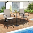 thumbnail image 2 of Gymax Outdoor Swivel Bar Stool Set of 4 w/Breathable Fabric and Heavy Duty Metal Frame Gray, 2 of 9