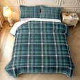 thumbnail image 2 of Manfei Minimalist Check Twin Quilt Set,Classic Plaid Twin Coverlet Set,Green Beige,2 Pieces,1 Bedspread and 1 Pillowcase, 2 of 7