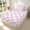 thumbnail image 2 of Manfei Vintage Grid Zipper Twin Comforter Sets with Fitted Sheet and 2 Pillowcases,Modern Checkered Zipper Bedding Set,Pink White,Pink Reversible,4pcs, 2 of 8