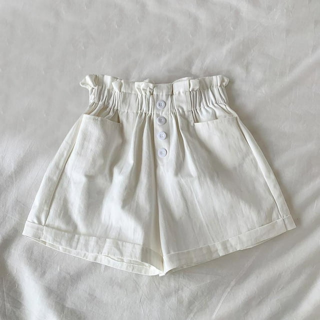 Girl Button Down Summer Shorts Fashion Ruffle Elastic High Waisted Solid Color Toddler Infant Girls Casual Clearance Sales Today Deals Prime