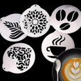 thumbnail image 3 of Plantillas De Café De Acero Inoxidable De 5 Piezas Plantillas De Arte De Espuma De Café Con Leche Para Decorar Café Pastel De Cupcake Cappuccino Serendint HA035872-00, 3 of 6