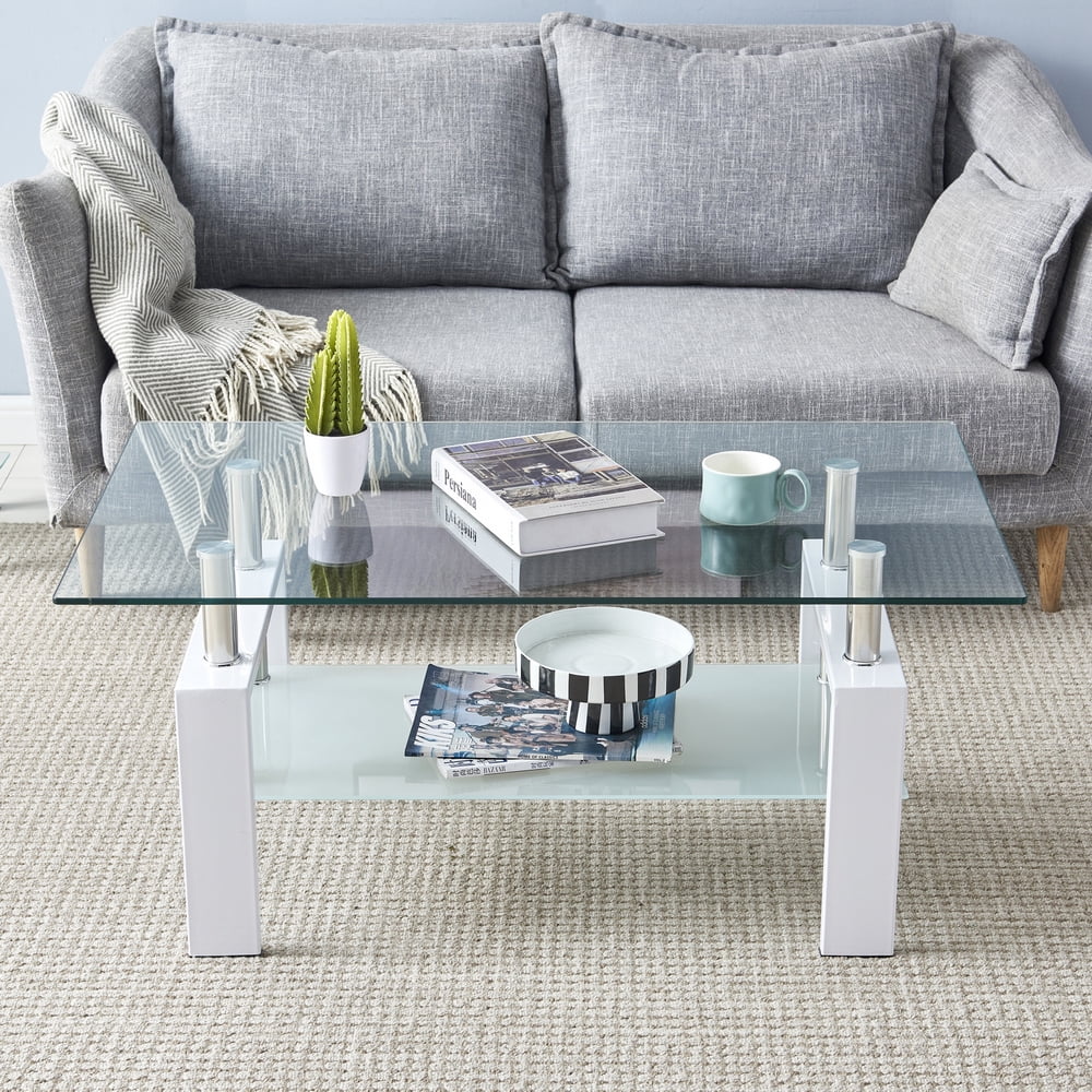 Private Jungle 110*60*45.5cm Double-Glazed Dining Table Stainless Steel Table Legs,White