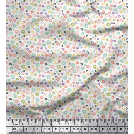 Soimoi Cotton Cambric Fabric Flower Artistic Fabric Prints By Yard 42 Inch Wide
