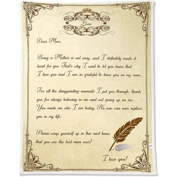 Heartfelt Letter Blanket for Mom | Blanket for Mom from Daughter or Son | Moms Blanket Gifts, 30x40in Fleece Blanket