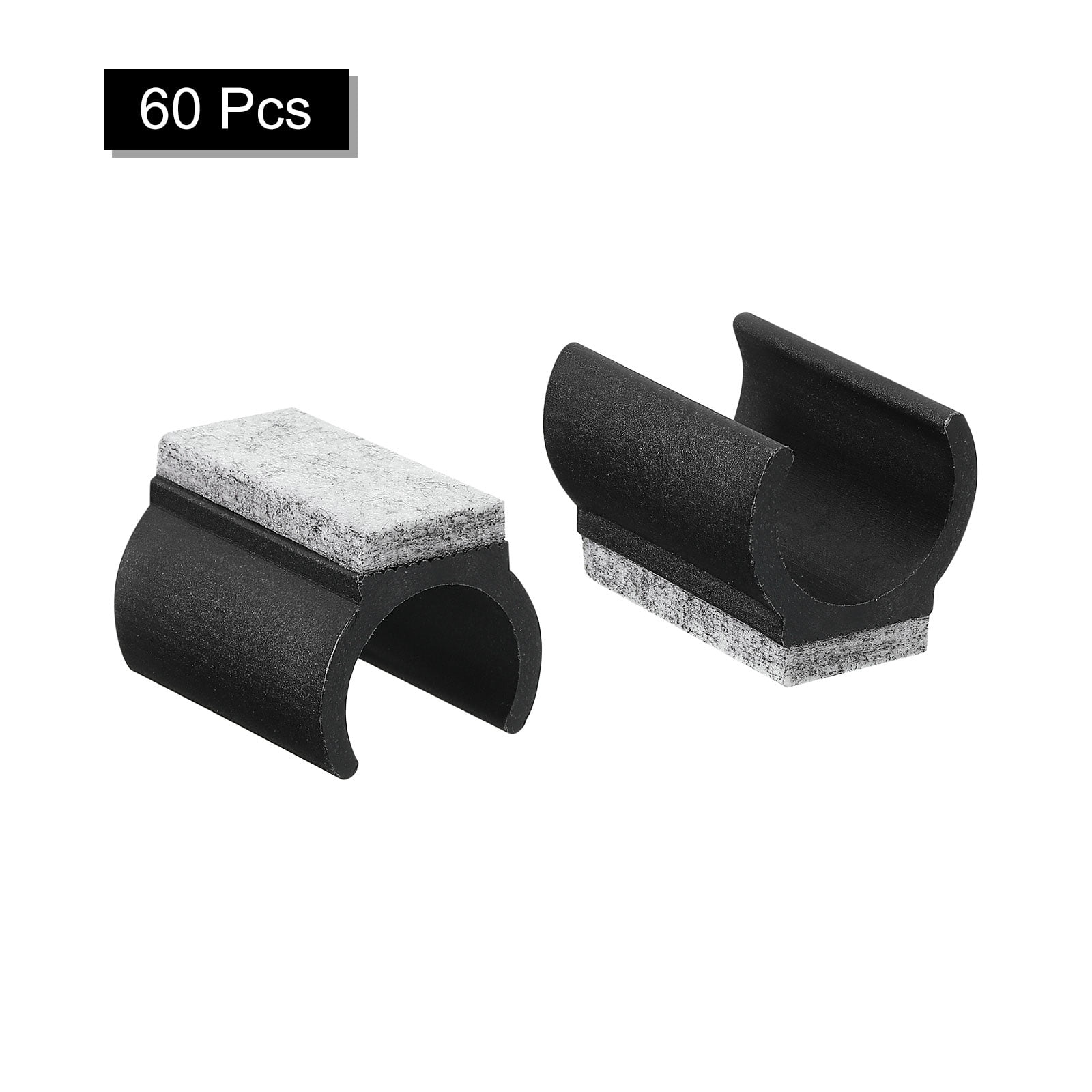Uxcell 60 Pack Chair Legs Tips Caps with Felt Pads Fit 25mm Tube Legs, Black, Gray Pad
