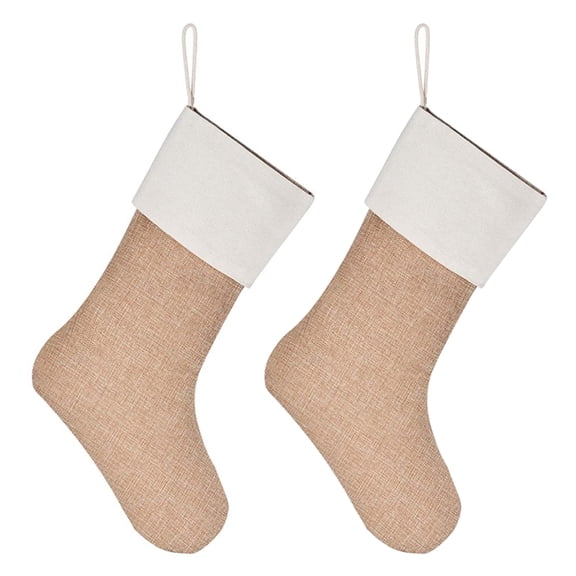 CIYISON Set of 2 Christmas Stocking Colorful Burlap Socks Gift Bag Festival Decoration