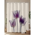 thumbnail image 4 of Abstract Purple Shower Curtain, Tulip Ray Beige Texture Waterproof Shower Curtain Set with 12 Hooks Lightweight Washable Fabric Shower Curtains for Bathroom 36x72 Inches, 4 of 6