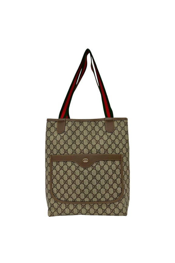 Pre-Owned GUCCI (Old Gucci) Sherry Line GG Pattern Leather Tote Bag/Semi-Shoulder Bag, Brown,...