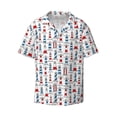 thumbnail image 2 of Lsque Lighthouse And Beacon print Men's Cuban Collar Short Sleeve Shirt Summer Beachwear Casual Button Down Fashionable Vacation Leisure Shirt-Large, 2 of 7