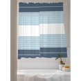 thumbnail image 3 of Sheer Curtains 72 Inches Long 2 Panels Set for Bedroom, Haze Blue Aqua Stripe Semi Sheer Curtains for Windows, Modern Art Horizontal Striped Voile Window Treatments Rod Pocket Curtain, 3 of 7