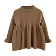 thumbnail image 2 of AherBiu Baby Newborn Girls Rompers Long Sleeve Crewneck Ruffle Dress Fall Winter Solid Color Jumpsuits Dress Onesie, 2 of 3