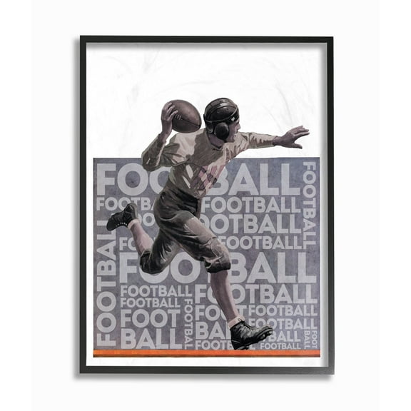 The Kids Room by Stupell Football Player Sports Word Design Framed Wall Art by The Saturday Evening Post