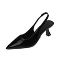 thumbnail image 2 of DIVVce Closed Toe Sandals Women Slingback Block Kitten Heel Pumps Glossy Patent Slip On Formal Wedding Office Dress Event Footwear, 2 of 8
