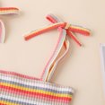 thumbnail image 5 of Fesfesfes Newborn Infant Baby Girls Camisol Vest Rainbow Striped Tops+Bowknot Shorts Set, 5 of 9