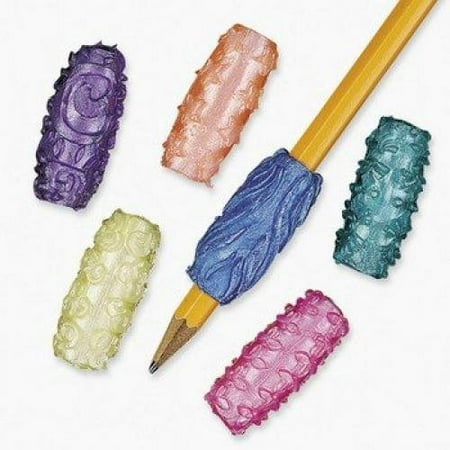 Fun Express - Vinyl Pearlized Sticky Pencil Grips, Assorted styles,
