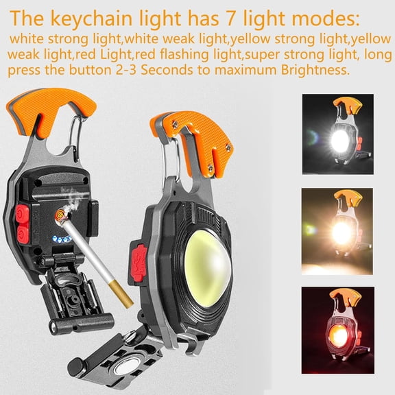 XZHANH-Multifunctional Keychain Flashlights, LED Rechargeable Flashlights with Life-Saving Whistles, Screwdriver Bottle, Opener, Multiple Light Mode Portable Pocket Light for Outoor Hiking