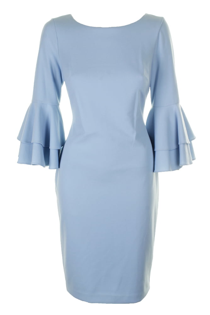 Calvin Klein - Calvin Klein Blue 3/4 Bell-Sleeve Crepe Sheath Dress 8