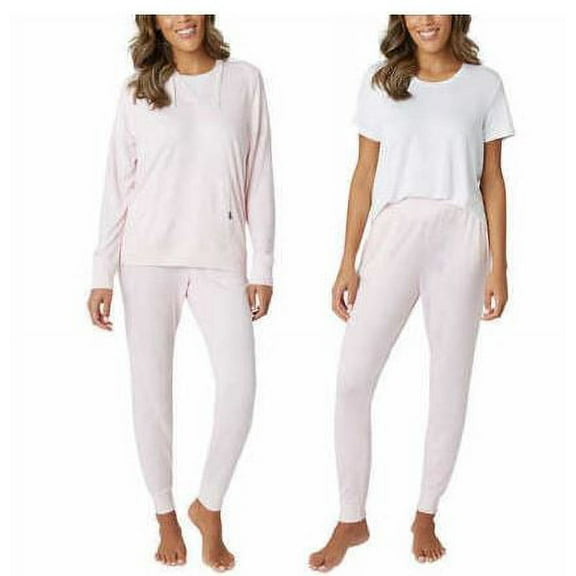 Eddie Bauer Women's 3-Piece Hacci Lounge Set Hoodie, Tee Jogger, Pink XS