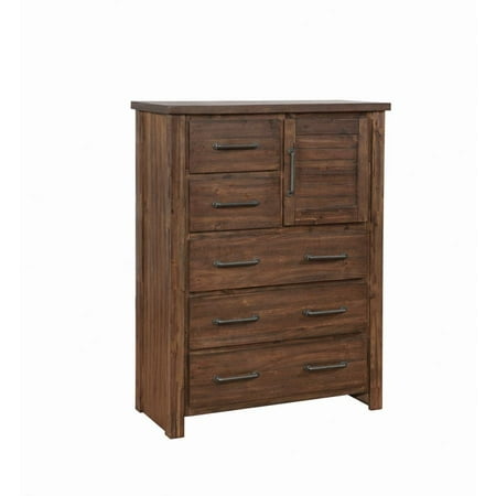 Sutter Creek Warm Bourbon Five Drawer Chest With Door Walmart Com