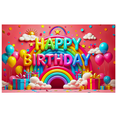 thumbnail image 2 of Colorful Happy Birthday Banner with Rainbow Sun Clouds Balloons and Gifts Backdrop Party Supplies Birthday Decoration Photography Props Birthday Party Decorations, 2 of 7