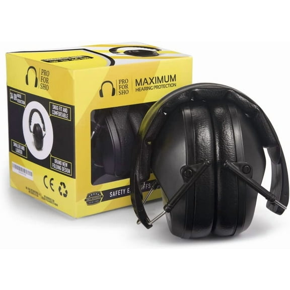 Pro For Sho 34dB NRR Hearing Protection Ear Muffs - Highest NRR in Compact Design, Ear Protection for Shooting, Mowing, Work