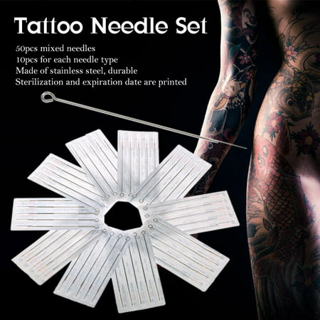 50pcs Mixed Tattoo Needle Set 1RL 3RL 5RL 7RL 9RL Stainless Steel Round Liner Professional Permanent Tattoo Tool