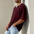 thumbnail image 6 of Fanshiluo Men's V Neck Drop Shoulder Short Sleeve T-Shirt, Fake Two-Piece Loose Casual Top,Size:L,Big and Tall Men, 6 of 7